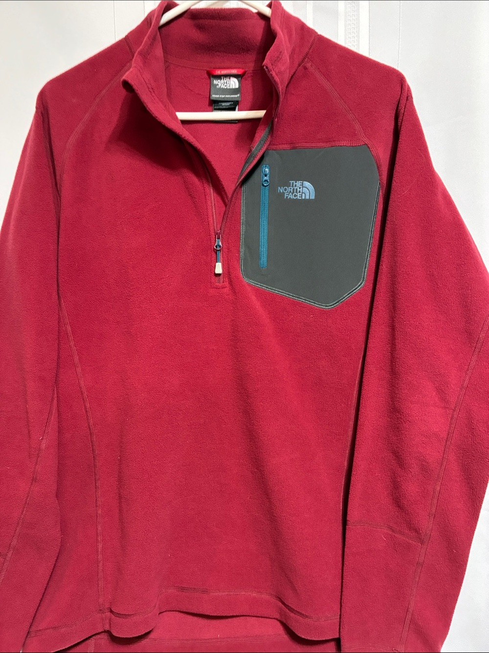 The North Face Men's Burgundy Half-Zip Fleece with Chest Pocket
